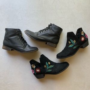 Bootie Bundle Two Pairs Black Floral Size 10